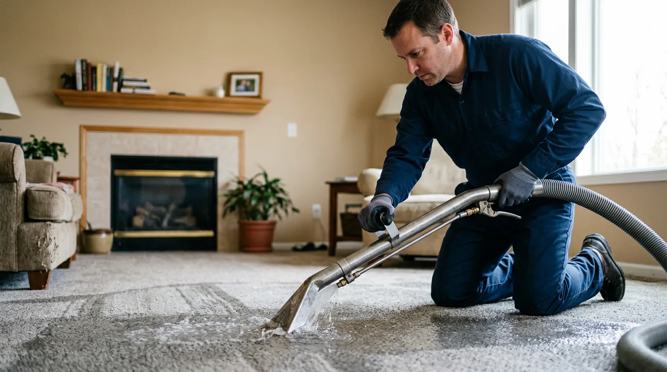 Water damage restoration technician working near Boonton, NJ